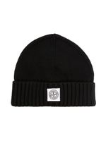 Stone Island Junior bonnet en coton à patch logo - Noir - thumbnail