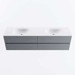 MONDIAZ VICA 180cm badmeubel onderkast Plata 4 lades. Wastafel MOON dubbel 2 kraangaten, kleur Talc.