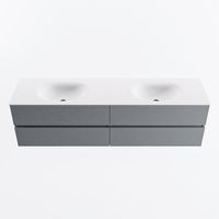 MONDIAZ VICA 180cm badmeubel onderkast Plata 4 lades. Wastafel MOON dubbel 2 kraangaten, kleur Talc.