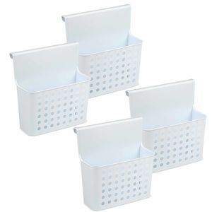 4x Badkamer/keuken hang opbergmandjes/organizers wit/lichtblauw 26 cm