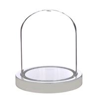 Decoratie stolp - glas - houten wit plateau - D12 x H13 cm