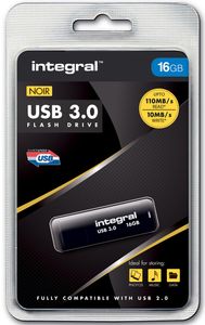 Integral 16GB USB3.0 DRIVE NEON BLACK UP TO R-80 W-10 MBS USB flash drive USB Type-A 3.2 Gen 1 (3.1 Gen 1) Zwart