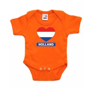 Oranje rompertje Holland hart vlag baby 92 (18-24 maanden)  -