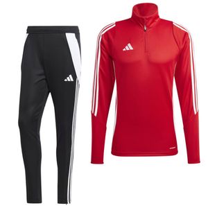 adidas Tiro 24 Trainingspak 1/4-Zip Kids Rood Zwart Wit