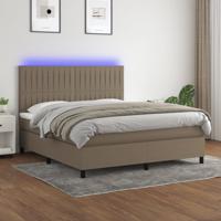 Boxspring met matras en LED stof taupe 180x200 cm