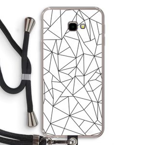Geometrische lijnen zwart: Samsung Galaxy J4 Plus Transparant Hoesje met koord