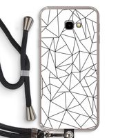 Geometrische lijnen zwart: Samsung Galaxy J4 Plus Transparant Hoesje met koord