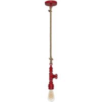 Hanglamp Amarcord E27 rood gasbuis fitwerk henneptouw industrieel