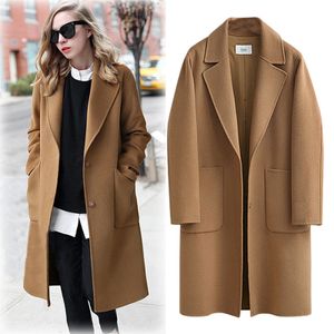 Amazon eBay autumn and winter European and American new products 200jin fat mm women's wool coat long loose coat d044