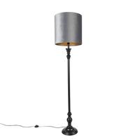 QAZQA Klassieke vloerlamp zwart met kap grijs 40 cm - Classico - thumbnail