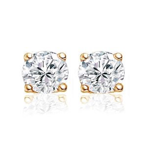 New Bling 9NB-0041 Oorstekers zilver met zirkonia goudkleurig 8 mm