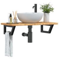 Badkamer wandschap staal en massief eikenhout