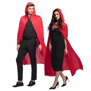 Halloween verkleed cape met capuchon - voor volwassenen - rood - fluweel