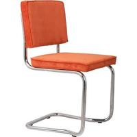 Zuiver Ridge Rib Kink Eetkamerstoelen Oranje - Set van 2