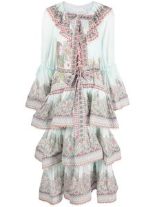 ZIMMERMANN robe mi-longue volantée à fleurs - Vert