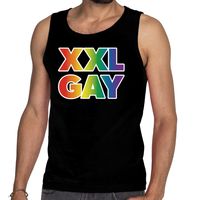 Regenboog gay pride XXL Gay zwarte tanktop voor heren - thumbnail