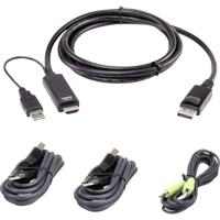 ATEN KVM Kabel [1x USB, HDMI, Jackplug male 3,5 mm, USB-A - 1x DisplayPort, Jackplug male 3,5 mm, Mini-USB B stekker ] 1.8 m Zwart