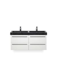 Seville Badmeubelset 120 cm - 4 laden Wit Hoogglans - Wastafel Hardsteen Wit Lucca