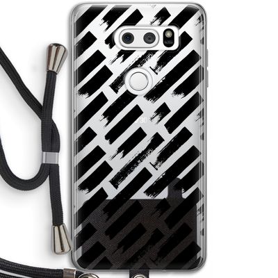 Zwarte vegen: LG V30 Transparant Hoesje met koord