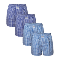 Zaccini 4-pack woven boxershorts - navy/lichtblauw - thumbnail