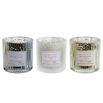 Kaars DKD Home Decor Wit Gouden Zilverkleurig 8,8 x 8,8 x 9 cm (3 Stuks)