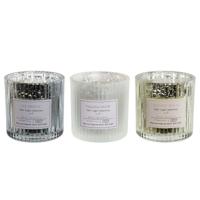Kaars DKD Home Decor Wit Gouden Zilverkleurig 8,8 x 8,8 x 9 cm (3 Stuks)