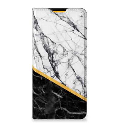 Samsung Galaxy M52 | Standcase | Marmer Wit Zwart - Origineel Cadeau Man Samsung Galaxy M52 | Standcase | Marmer Wit Zwart - Origineel Cadeau Man