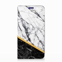 Samsung Galaxy S10e Standcase Marmer Wit Zwart - Origineel Cadeau Man - thumbnail