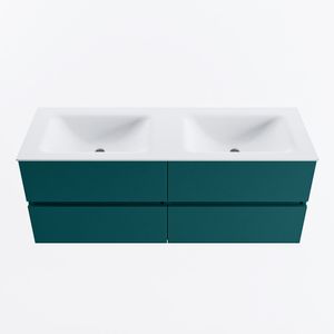 MONDIAZ VICA 130cm badmeubel onderkast Smag 4 lades. Wastafel CLOUD dubbel 2 kraangaten, kleur Talc.