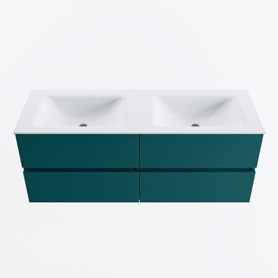 MONDIAZ VICA 130cm badmeubel onderkast Smag 4 lades. Wastafel CLOUD dubbel 2 kraangaten, kleur Talc.