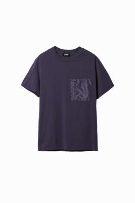 Effen T-shirt met borstzakje - BLUE - L