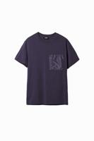 Effen T-shirt met borstzakje - BLUE - L