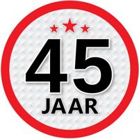 45 jaar leeftijd sticker - rond - Dia 15 cm - 45 jaar verjaardag/jubileum/leeftijd versiering