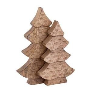 SVJ Decoratieve Boom - 3x16x23 cm - Mango Hout - Naturel - Set van 2