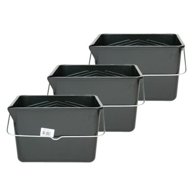 3x stuks verfemmers/schoonmaakemmers grijs 8 liter