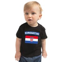 Croatia t-shirt met vlag Kroatie zwart voor babys - thumbnail