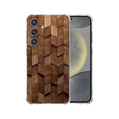 Samsung Galaxy S25 Plus Hoesje - Wooden Cubes TPU Antishock Samsung Galaxy S25 Plus Hoesje - Wooden Cubes TPU Antishock