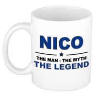 Naam cadeau mok/ beker Nico The man, The myth the legend 300 ml - Naam mokken - thumbnail