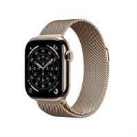 Apple Watch Series 11 GPS + Cellular 42mm Gold Titanium Case met Gold Milanese Loop Smartwatch Grijs