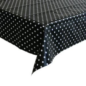Bellatio Design Tafelzeil - 140 x 220 cm - zwart/wit - pvc - polkadot - tuintafelkleed