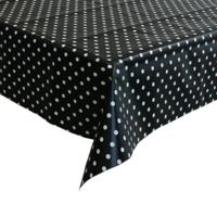 Bellatio Design Tafelzeil - 140 x 220 cm - zwart/wit - pvc - polkadot - tuintafelkleed