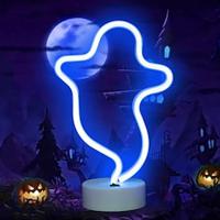 1 pc halloween neon verlicht spook nachtlampje restaurant slaapkamer bar halloween griezelige decoratie lichtblauw licht wit licht roze licht usb batterijdoos twee voedingsmodi Lightinthebox - thumbnail