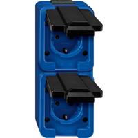 Merten 229286 Wandcontactdoos met randaarde en klapdeksel Compleet 2-voudig Blauw 1 stuk(s)