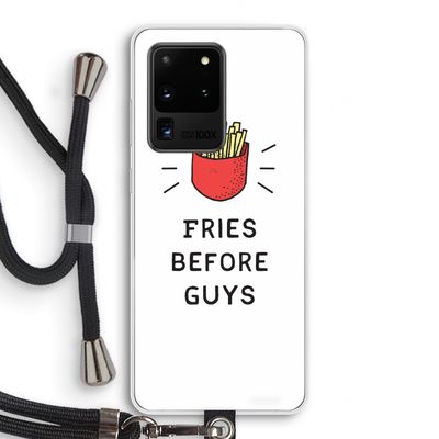 Fries before guys: Samsung Galaxy S20 Ultra Transparant Hoesje met koord