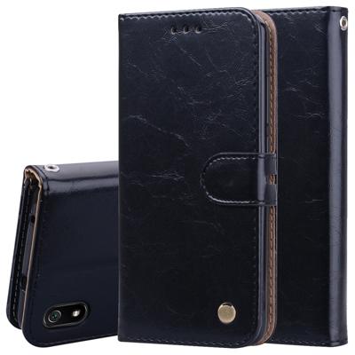 Business stijl olie Wax textuur horizontale Flip lederen case voor Xiaomi Redmi 7A met houder & kaartsleuven & portemonnee (zwart)
