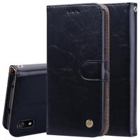 Business stijl olie Wax textuur horizontale Flip lederen case voor Xiaomi Redmi 7A met houder & kaartsleuven & portemonnee (zwart)