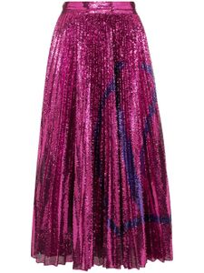 Valentino Garavani jupe plissée brodée de sequins - Rose