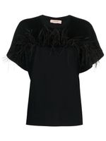 TWINSET t-shirt en coton à détails de plumes - Noir