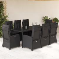 9-delige Tuinset poly rattan zwart