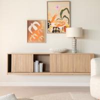 Eleonora Hangend TV-meubel 'Milo' Eiken, 180cm, kleur Naturel